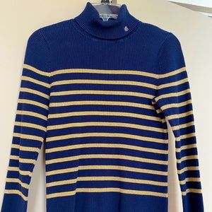 Ralph Lauren navy and gold turtle neck sweater